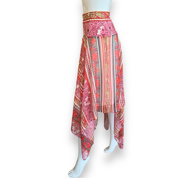 V CRISTINA CHIFFON MIDI SKIRT WITH ASYMMETRIC HEM. WOMEN’S SIZE MEDIUM - Picture 3 of 8